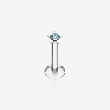 Sparkle Star Top Internally Threaded Labret-Aqua